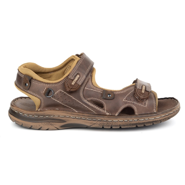 KOMODO Sandali in pelle 552k maschili con velcro - perfetto per l'estate per uomini attivi marroni marrone