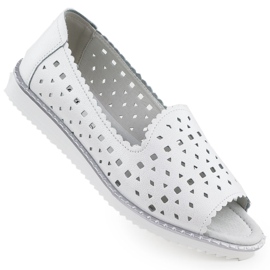 S.Barski Scarpe in pelle da donna Openwork aperto Openwork White Pearl S. Barski LR51-922 bianca