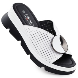 S.Barski Flip in pelle femminile Openwork Białe S. Barski LR51-662 bianco
