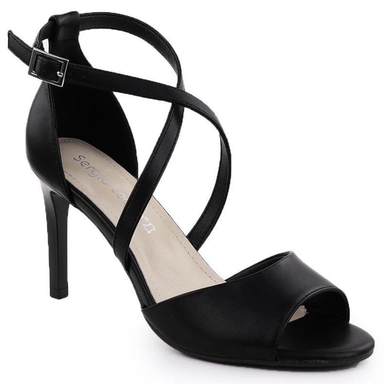 Sandali femminili sul tallone nero Sergio Leone SK432