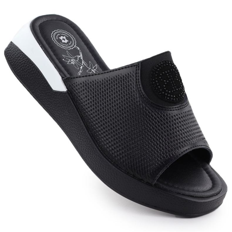 Pantofole in pelle femminile comoda jezzi nera 8479 nero
