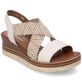 Sandali in pelle con elastici scivolati su un beige remonte d2l54-60