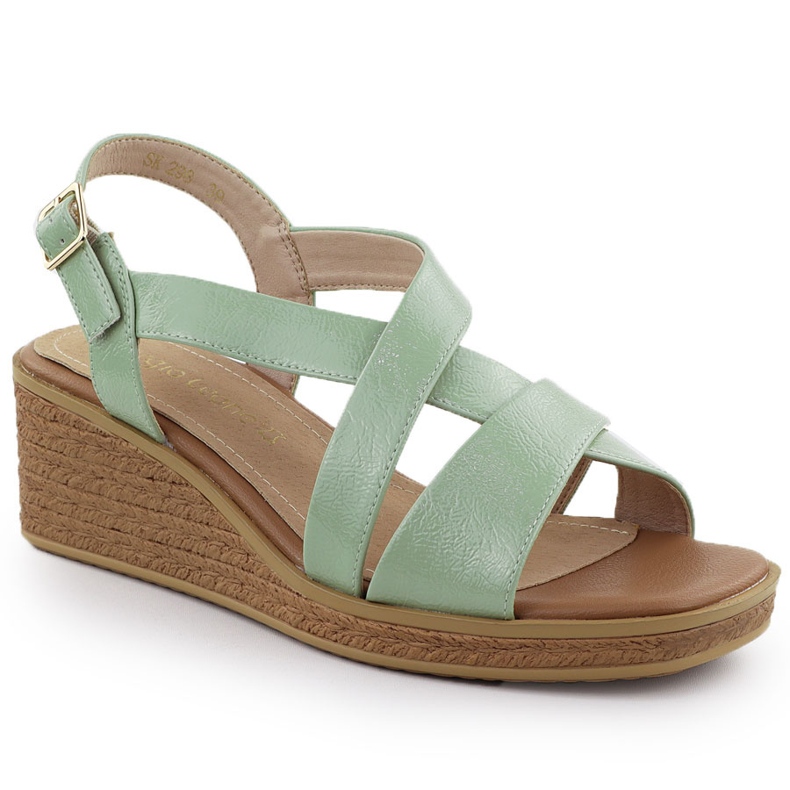 Sandali da donna per verggio dipinto Sergio Leone SK298 verde
