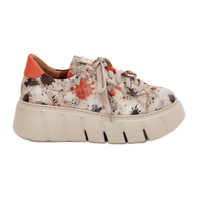 Sneaker in pelle sulla piattaforma Maciejka 06891-18 beige