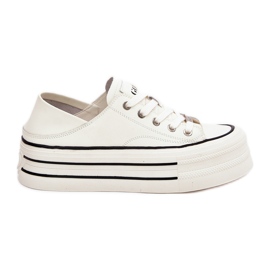 Sneaker in pelle femminile sulla piattaforma bianca Goe RR2N4106 bianco