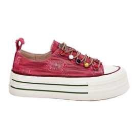 Sneaker femminili sulla piattaforma Goe RR2N4104 rosso