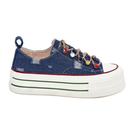 Sneaker femminili sulla piattaforma blu navy goe rr2n4103