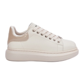 Sneaker in pelle da donna su beige della piattaforma Goe RR2N4004