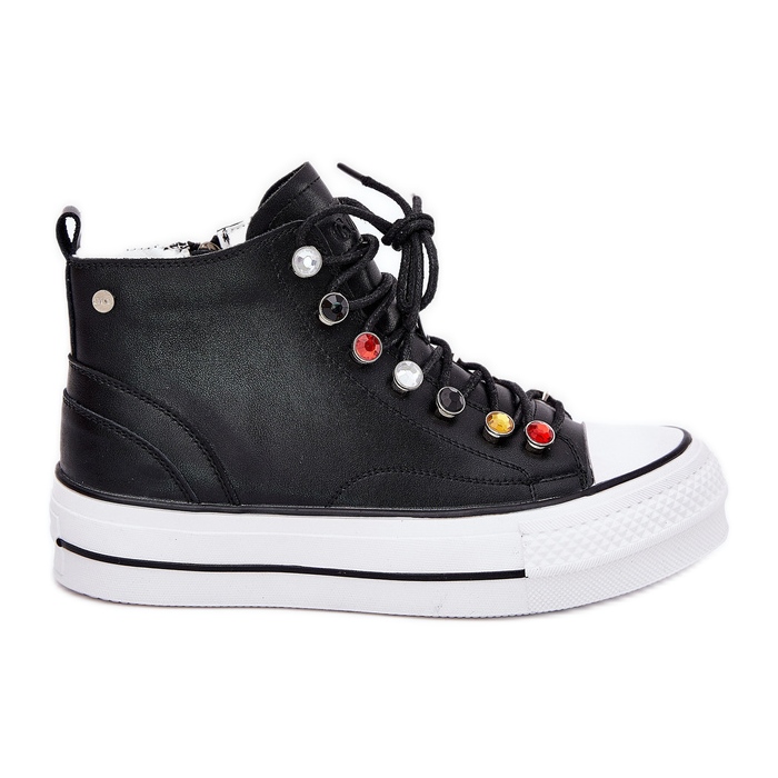 Goe RR2N4101 Sneaker in pelle alta da donna nero