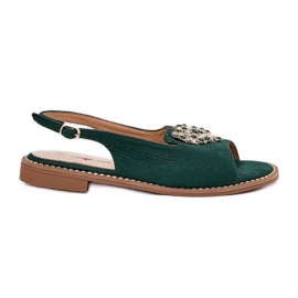 S.Barski Sandali femminili con un cuore decorativo S. Barski Kv27-018 Green verde