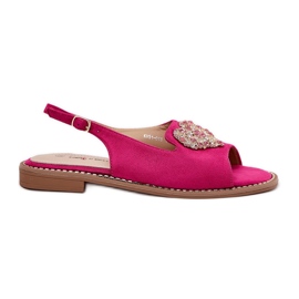 S.Barski Sandali femminili con un cuore decorativo S. Barski Kv27-018 Fuksja rosa