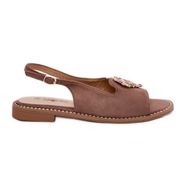 S.Barski Sandali femminili con un cuore decorativo S. Barski Kv27-018 Dark Beige