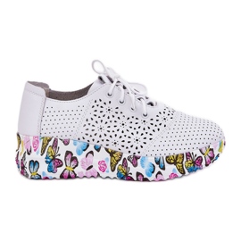 ARTIKER Scarpe da donna in pelle openwork con zeppe farfalle artistir 56c1618 bianco