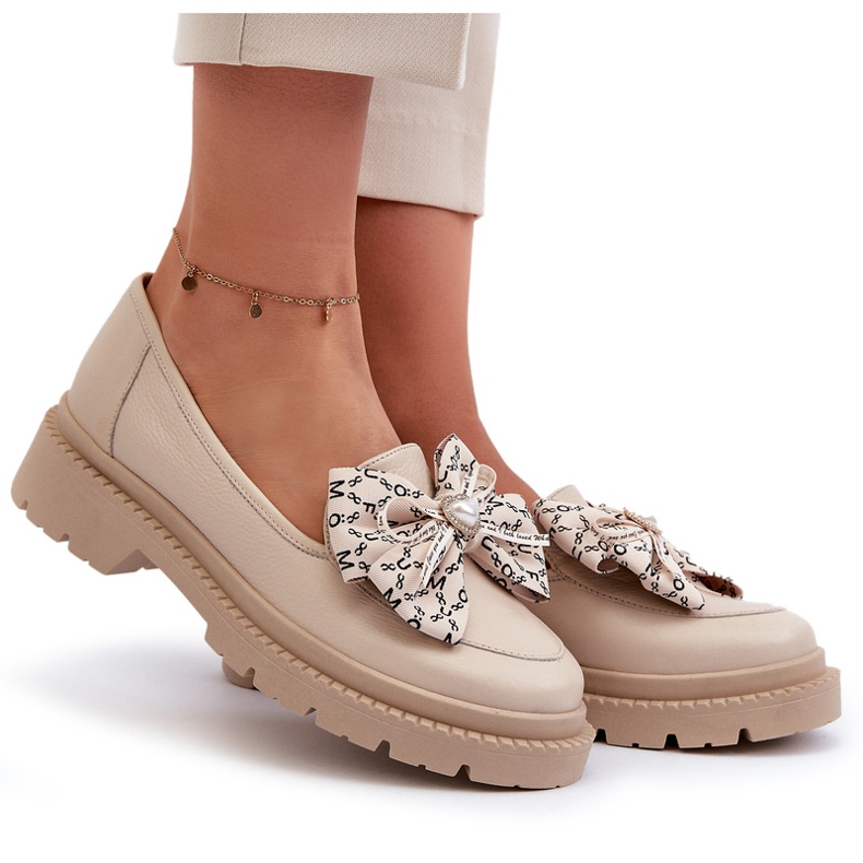Mocassini in pelle da donna con Laura Messi 2787 Light Ben beige