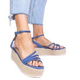 Sandali blu Espadrilles sulla piattaforma
