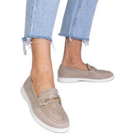 Mocassine cremose da ekozamsz con zirconi cremoso