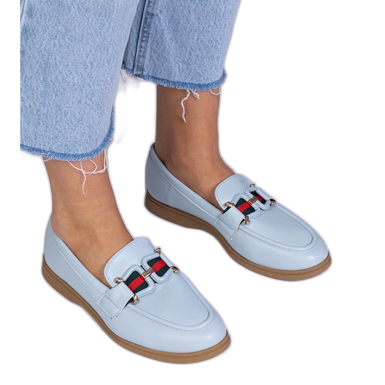 Mocassini blu ecosse con un ornamento