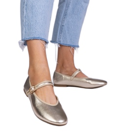 Golden Women's Ballerinas con una fibbia d'oro