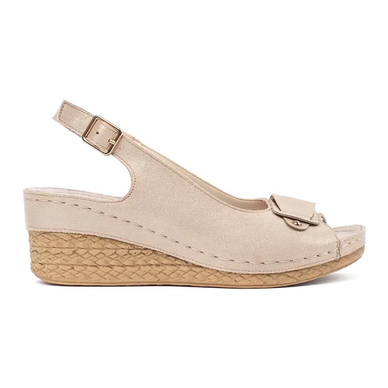 Goodin Sandali beige su un cuneo basso