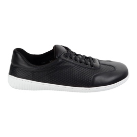 Olivier Scarpe in pelle minimalista maschile a piedi nudi 0742WK Black pressato nero