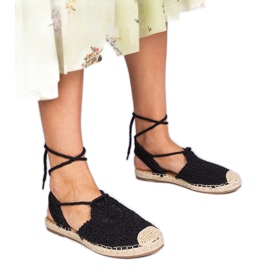 Black Flat -Sandali espadrille a ruota nero