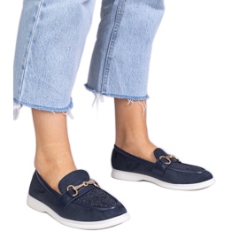 Mocassini blu navy da ekozamsz con zirconi