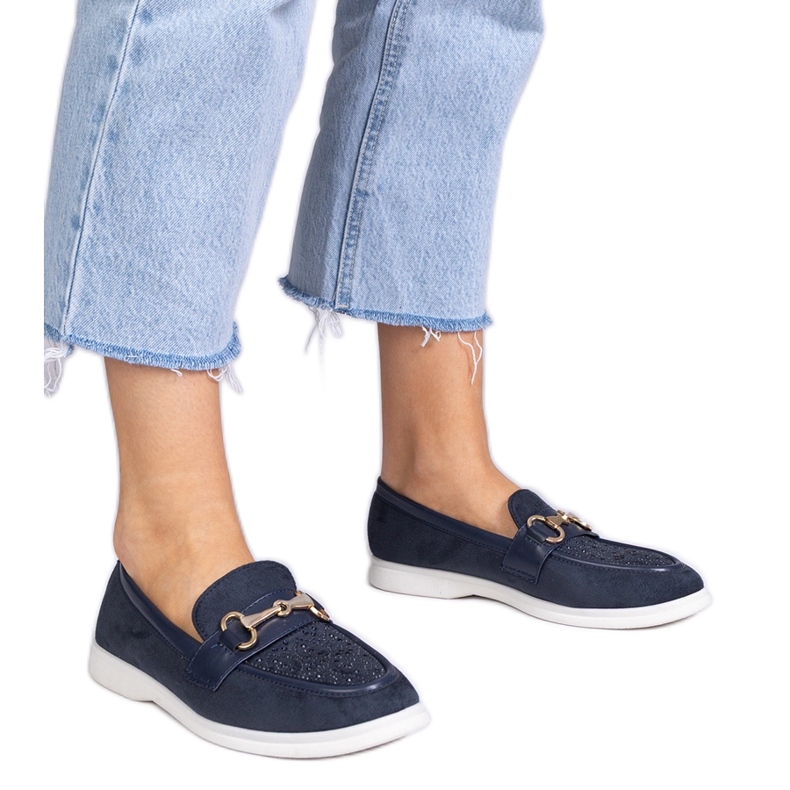 Mocassini blu navy da ekozamsz con zirconi