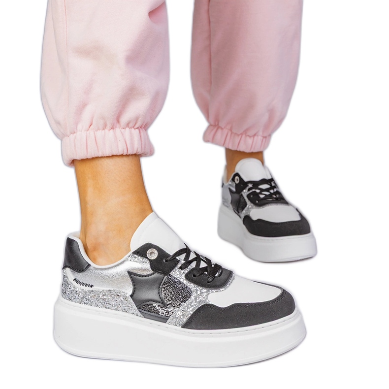 Sneakers nere con glitter nero