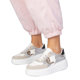 Sneakers beige con glitter