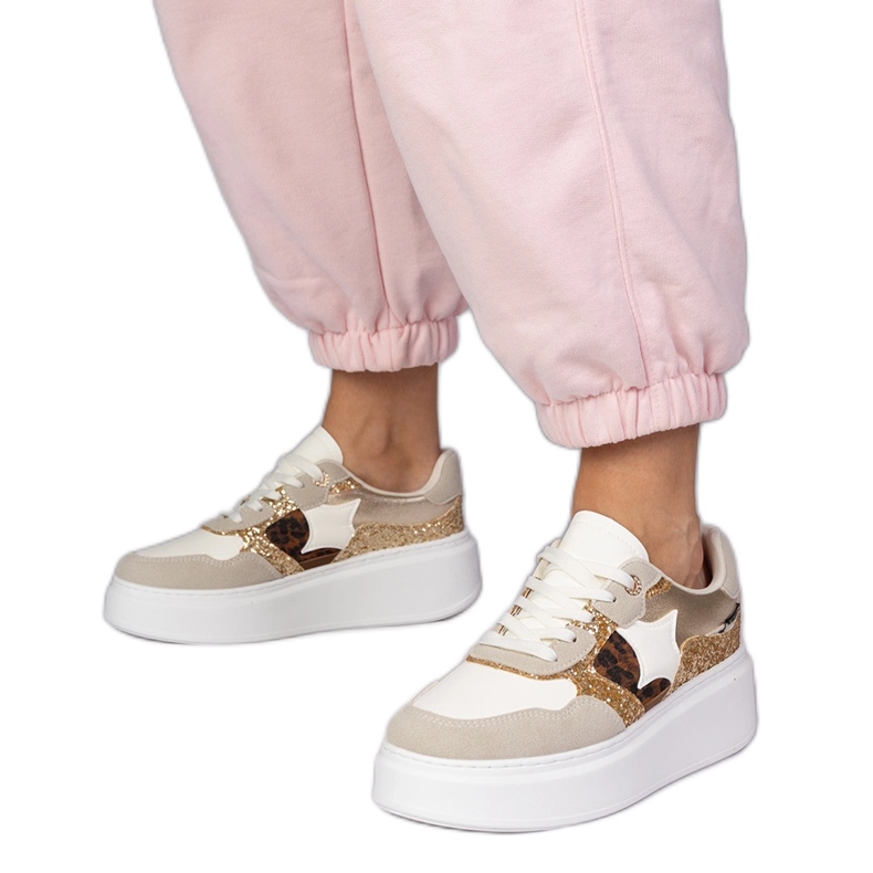 Sneaker leopardo con glitter multicolore