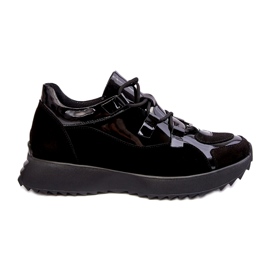 Scarpe sportive femminili laccate in pelle M01/2 Zazoo Black nero