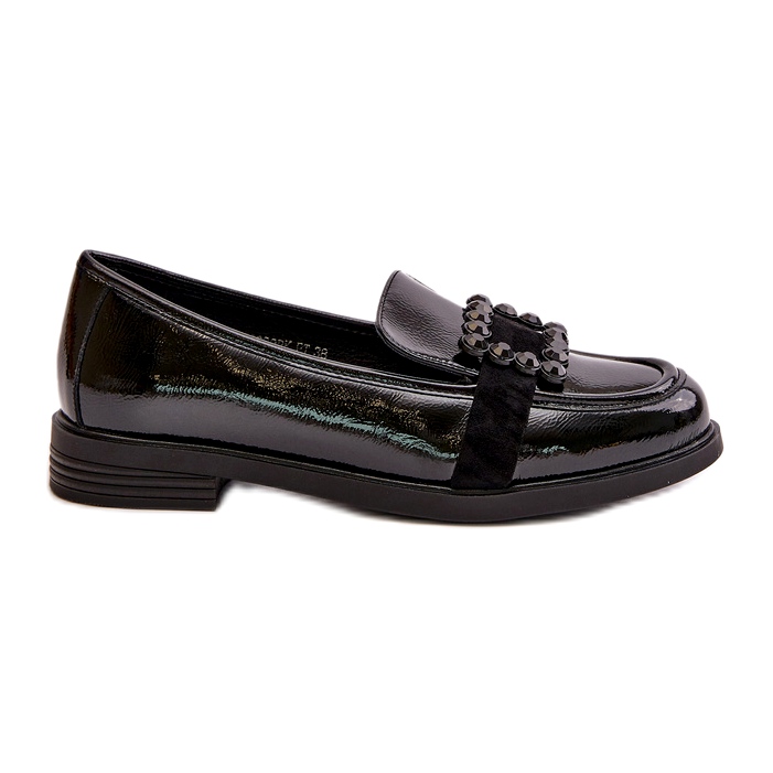 Mocassini da donna in vernice con decoro, Vinceza Nero 58389