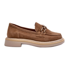 S.Barski Mocassine in pelle scamosciata a tacco piatto con un bronzo TW101 o beige