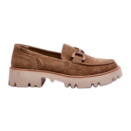 S.Barski Mocacasine in pelle scamosciata femminile con un oliva ornamento TW117 verde