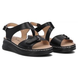 Filippo Sandali in pelle da donna per zeppe nere DS7043/25 BK nero