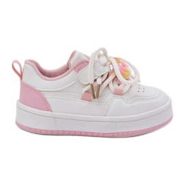 Sneaker per bambini in velcro con un lollipop a pin-pink bianco