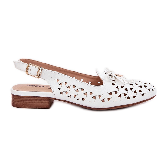 Jezzi Ballerine aperte con un tallone bianco aperto bianca