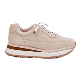 Sneakers in pelle femminile sulla piattaforma beige di Big Star RR274A334