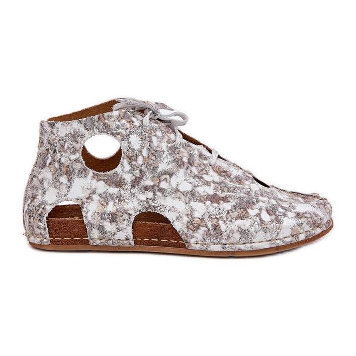 Stivali Maciejka in pelle modellata 03426-46 bianco e beige