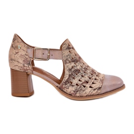 Stivali Maciejka Openwork in pelle femminile 04962-43 beige-gold