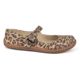 Barefoot Women's Ballerinas Olivier 1286 - Scarpe in pelle con fibbia per le stilizzazioni di pantera quotidiane ed eleganti marrone
