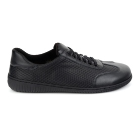 WASAK Scarpe in pelle minimalista da uomo a piedi nudi 0742WK Nero premuto sul fondo nero