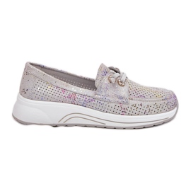 Scarpe in pelle scamosciata realizzate in pelle naturale sulla piattaforma grigia ARTIKER 56C2104 grigio