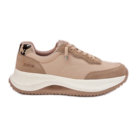 Sneakers in pelle scamosciata femminile sulla piattaforma Hi-Poly Dark-line di Big Star RR274A345 beige