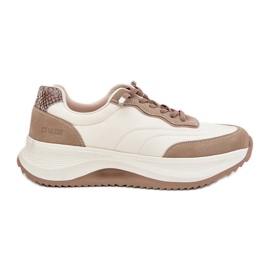 Sneakers in pelle scamosciata femminile sul sistema beige Hi-Poliish RR274A344 Big Star RR274A344