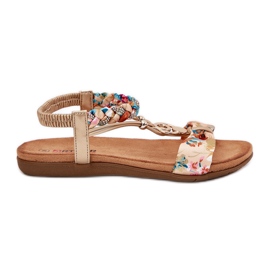 Sandali da donna piatta con cintura intrecciata e decorazione artiker 56C1316 PLN d'oro