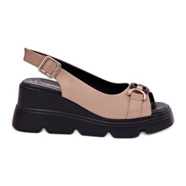 ARTIKER Sandali in pelle da donna su cuneo e piattaforma con decorazione artker 56c2209 beige