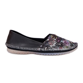 Ballerine in pelle con motivo maciejka t1930-39 nero