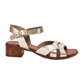 Sandali in pelle con un delicato tacco Zazoo 40372 oro d'oro