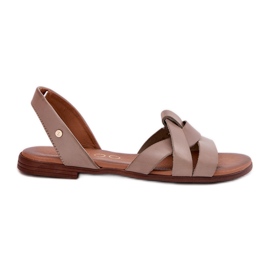 Zazoo 40185 comodo sandali beige scuri in pelle comoda